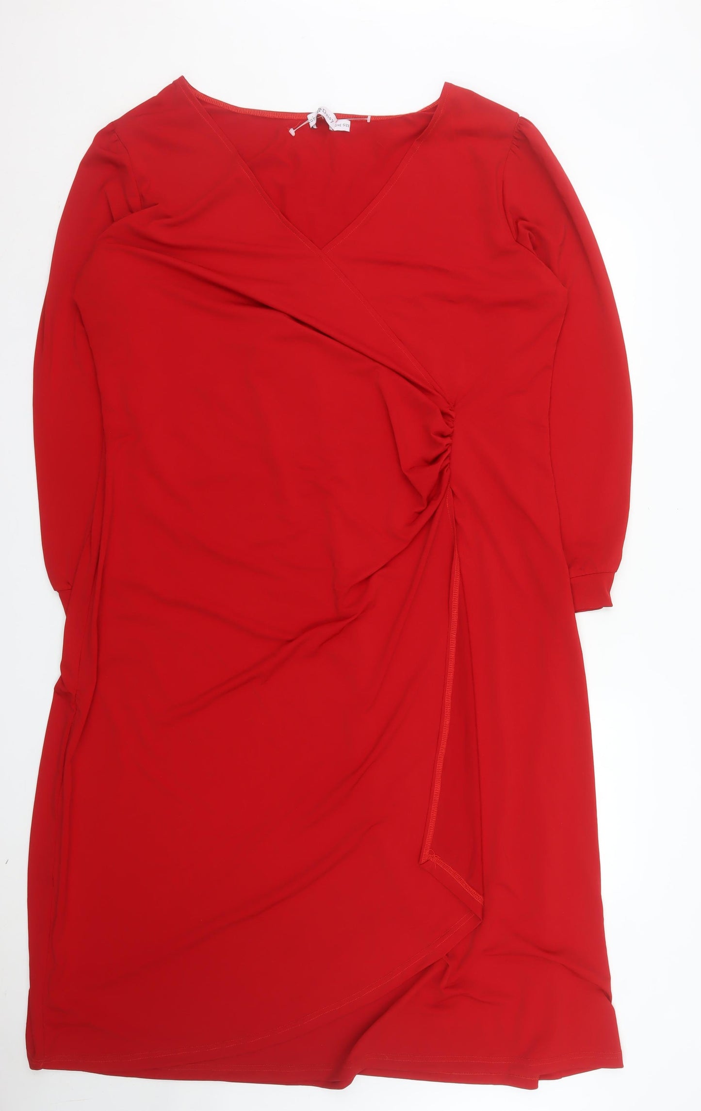 Ruby Daisy Women's Red Long Sleeve Wrap Dress One Size