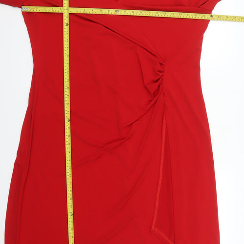 Ruby Daisy Women's Red Long Sleeve Wrap Dress One Size