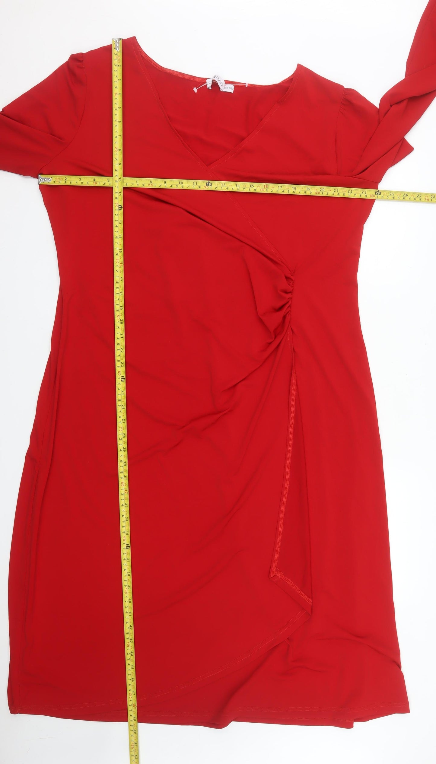 Ruby Daisy Women's Red Long Sleeve Wrap Dress One Size