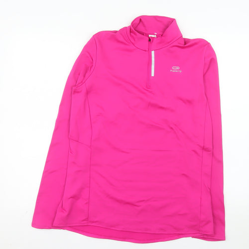 Kalenji Women's Pink Half Zip Long Sleeve Running Sweatshirt UK 16