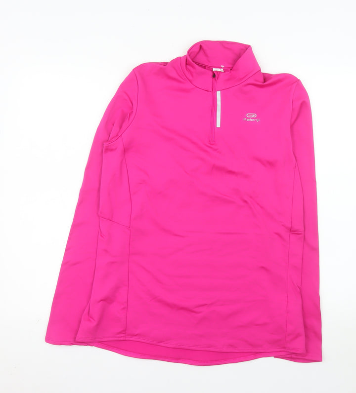 Kalenji Women's Pink Half Zip Long Sleeve Running Sweatshirt UK 16