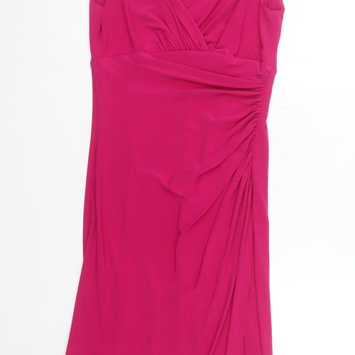 Ralph Lauren Women’s Pink Sheath Sleeveless V-Neck Knee Dress Size 2