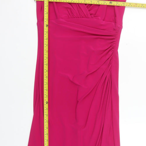 Ralph Lauren Women’s Pink Sheath Sleeveless V-Neck Knee Dress Size 2