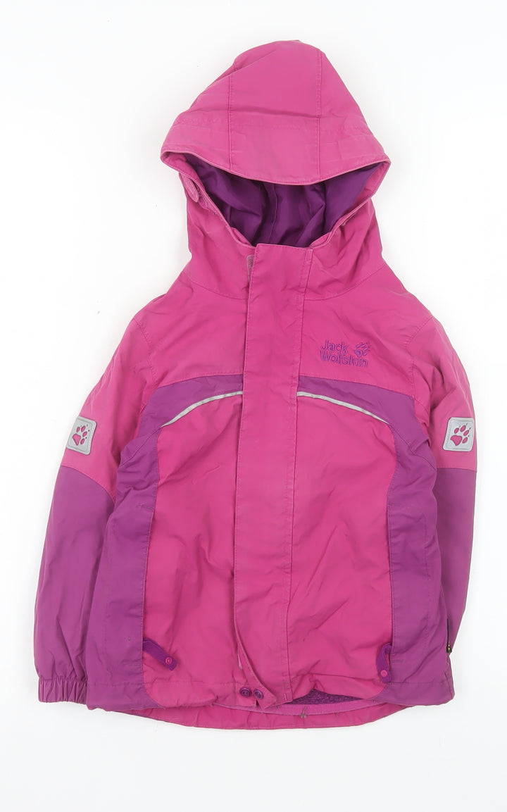 Jack Wolfskin Girls Pink Waterproof Hooded Parka Jacket - 4 Years