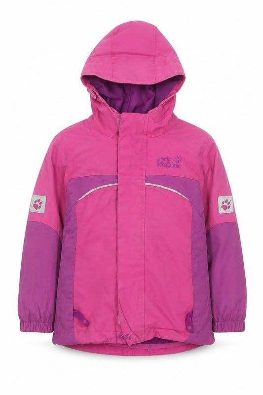 Jack Wolfskin Girls Pink Waterproof Hooded Parka Jacket - 4 Years