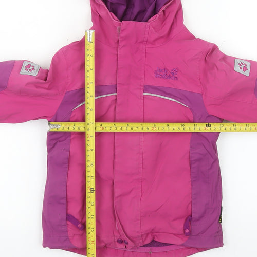 Jack Wolfskin Girls Pink Waterproof Hooded Parka Jacket - 4 Years