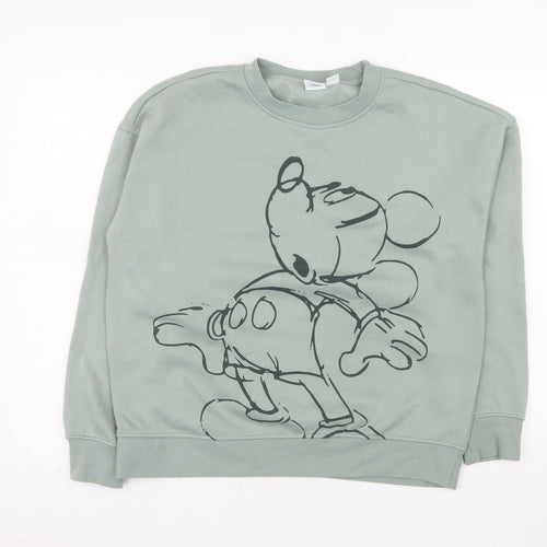 Primark Disney Women Green Mickey Mouse Sweatshirt Size S 10/12