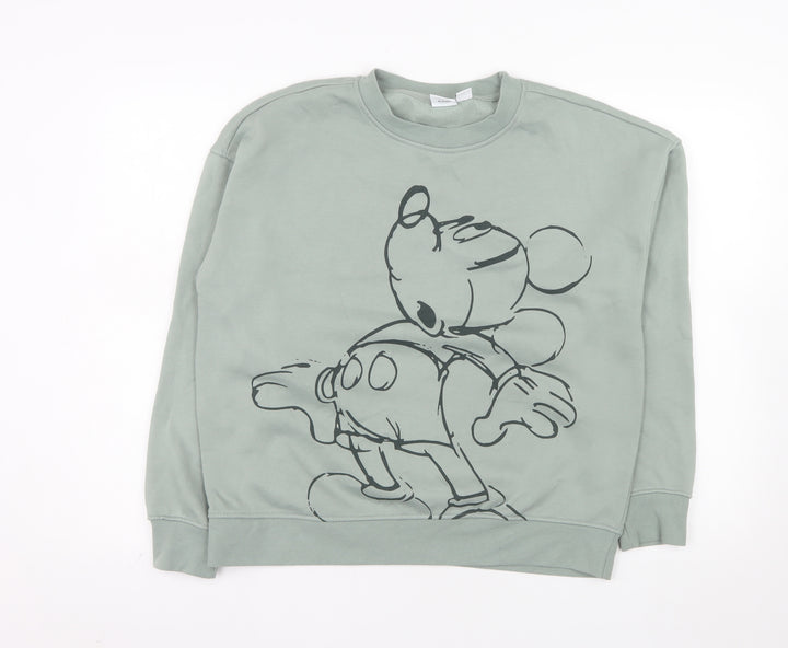 Primark Disney Women Green Mickey Mouse Sweatshirt Size S 10/12