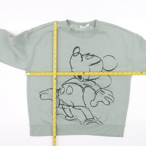 Primark Disney Women Green Mickey Mouse Sweatshirt Size S 10/12