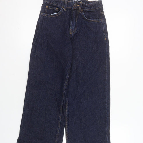Primark Girls Blue Wide-Leg Jeans 9-10 Years Cotton Denim Casual