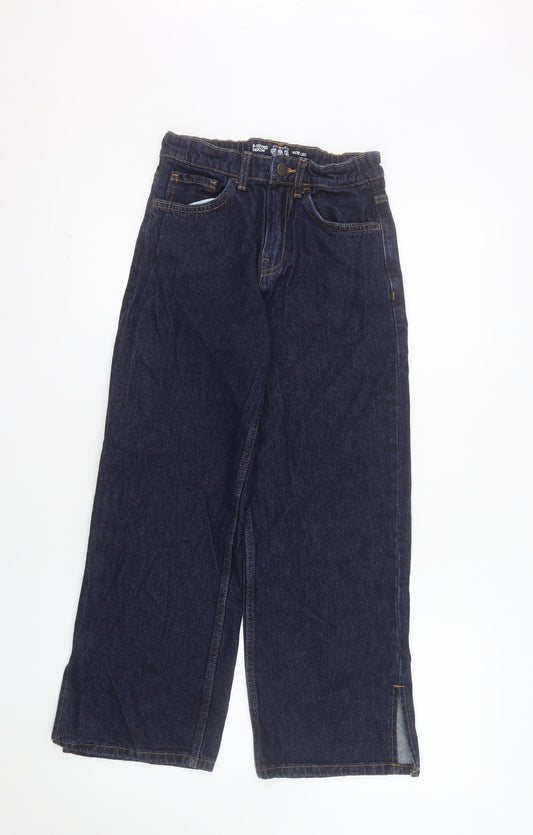 Primark Girls Blue Wide-Leg Jeans 9-10 Years Cotton Denim Casual