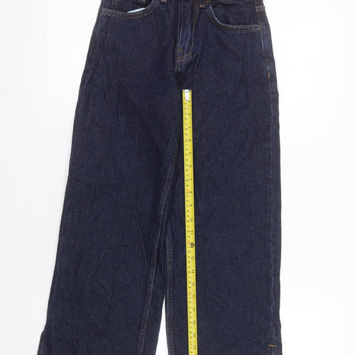 Primark Girls Blue Wide-Leg Jeans 9-10 Years Cotton Denim Casual