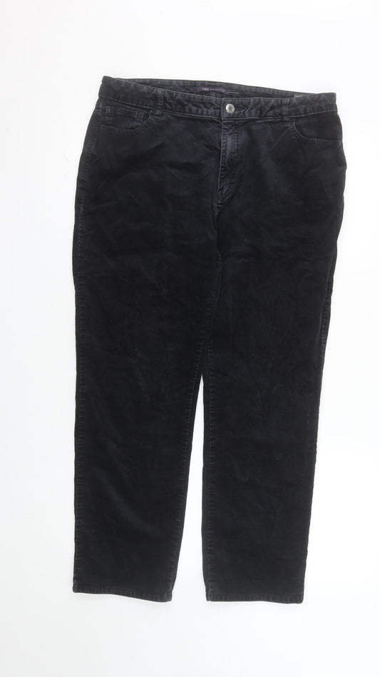 Marks and Spencer Women's Black Corduroy Stretch Chino Trousers Size 16