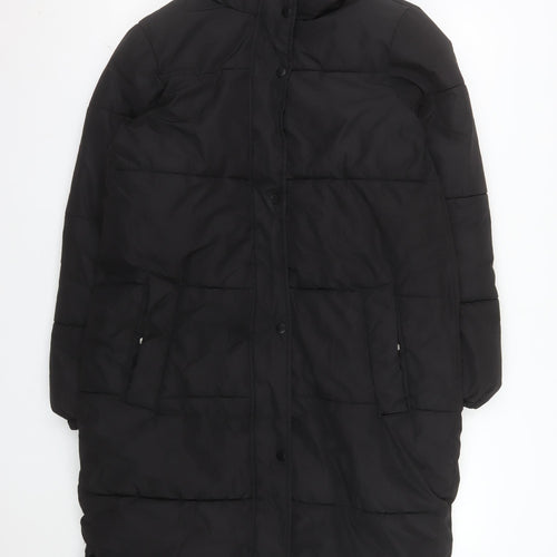 Dunnes Stores Mens Black Long Puffer Coat Hooded Size S