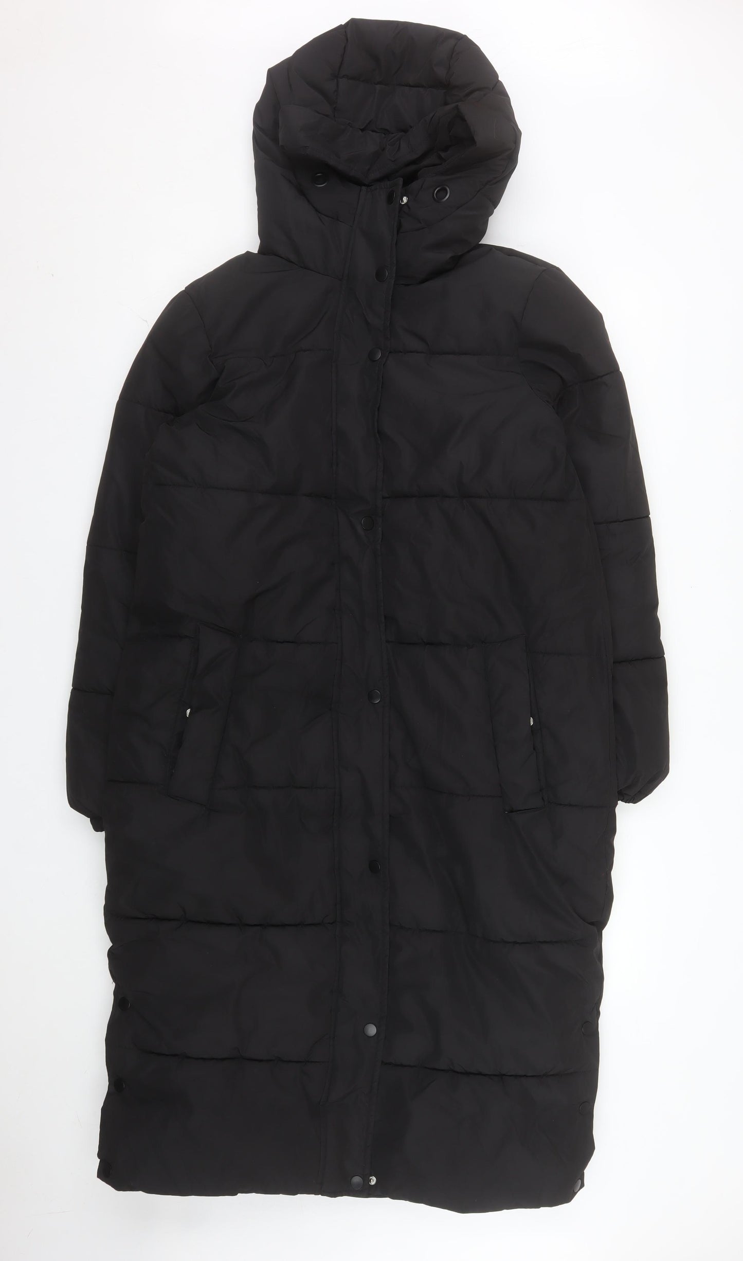 Dunnes Stores Mens Black Long Puffer Coat Hooded Size S