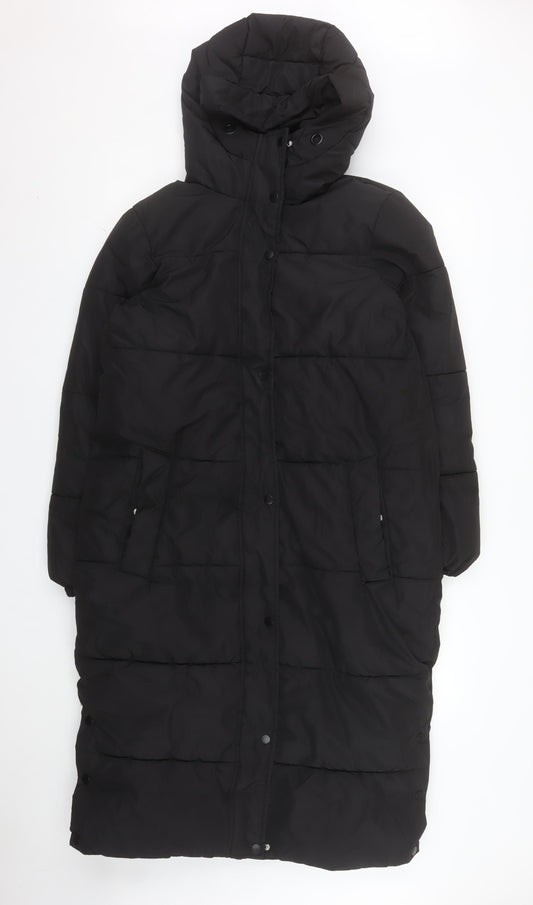 Dunnes Stores Mens Black Long Puffer Coat Hooded Size S