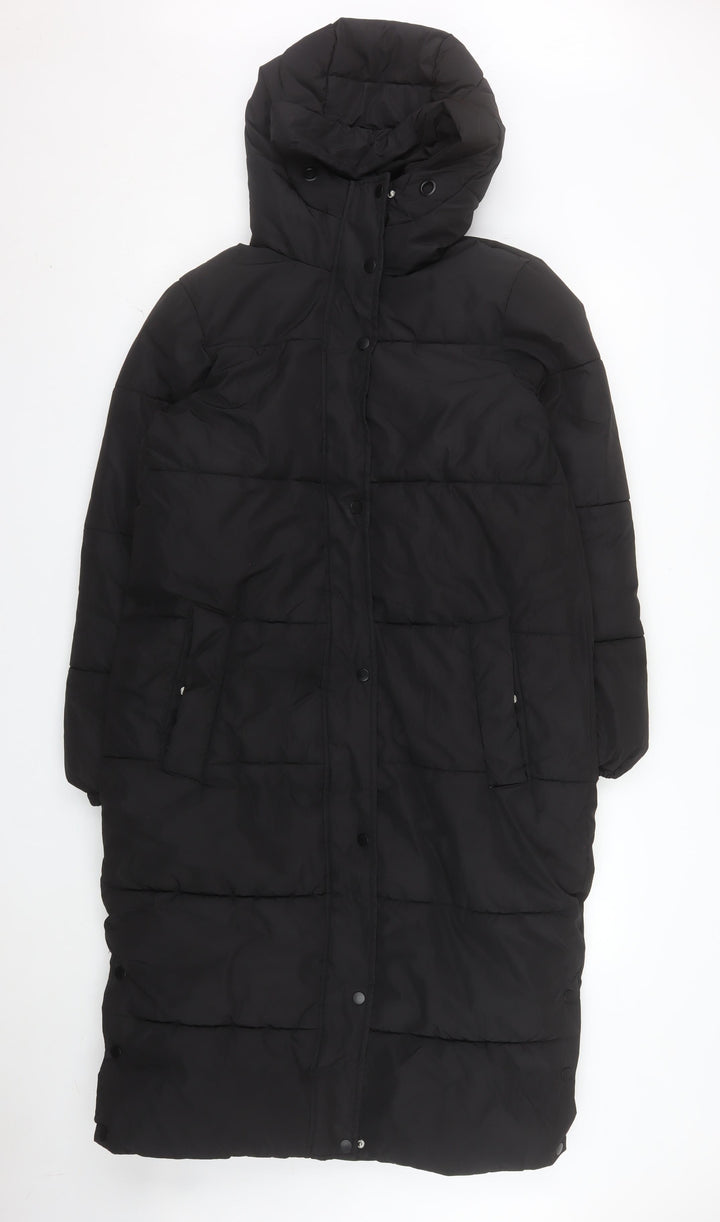 Dunnes Stores Mens Black Long Puffer Coat Hooded Size S