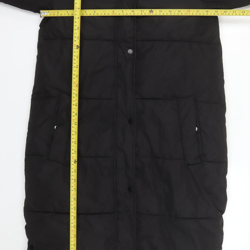 Dunnes Stores Mens Black Long Puffer Coat Hooded Size S