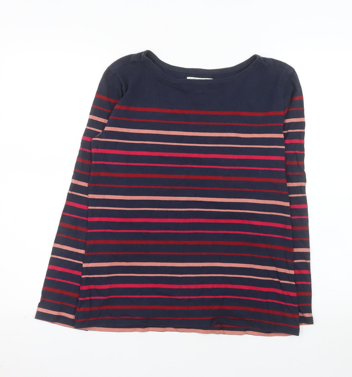 Seasalt Women’s Navy Multicoloured Striped Long Sleeve Sailor Shirt UK 10 Organic Cotton