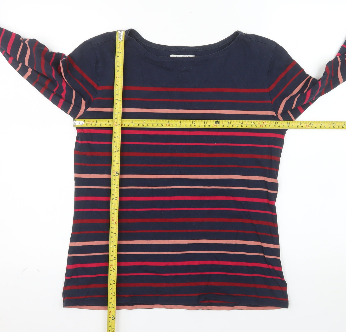 Seasalt Women’s Navy Multicoloured Striped Long Sleeve Sailor Shirt UK 10 Organic Cotton