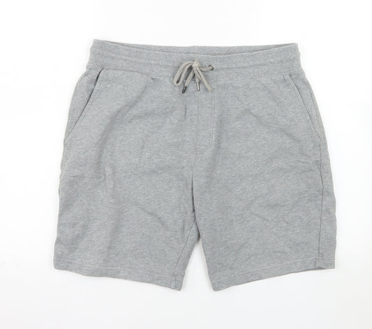 Marks and Spencer Mens Grey Sweat Shorts L Regular Fit Elastic Waist