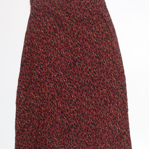 New Look Women Red Animal Print Wrap Midi Skirt Size 8