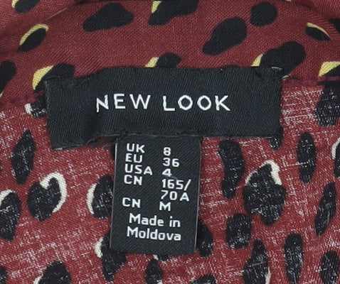 New Look Women Red Animal Print Wrap Midi Skirt Size 8
