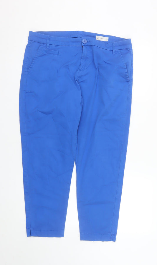 Red Herring Women's Blue Chino Trousers Size 14 Regular Cotton Blend