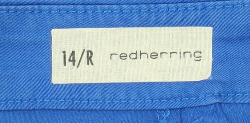 Red Herring Women's Blue Chino Trousers Size 14 Regular Cotton Blend