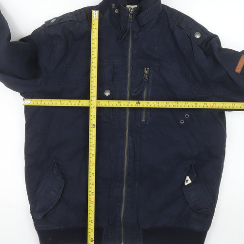 Jack & Jones Men's Blue Cotton Bomber Jacket L Casual Zip Up