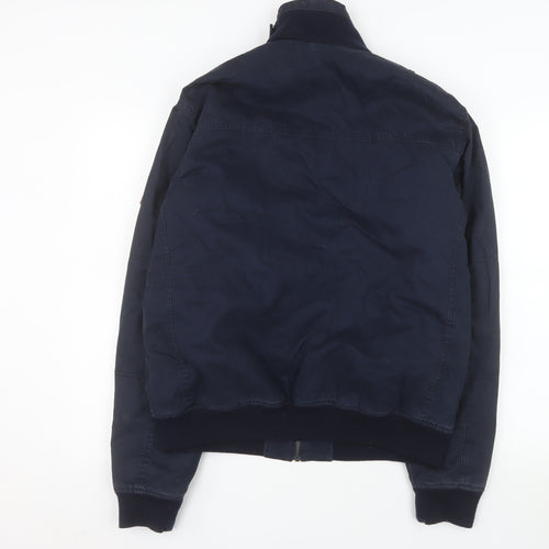 Jack & Jones Men's Blue Cotton Bomber Jacket L Casual Zip Up