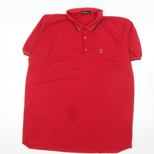 Jinhaolai Men’s Red 4XL Cotton Blend Golf Polo Shirt