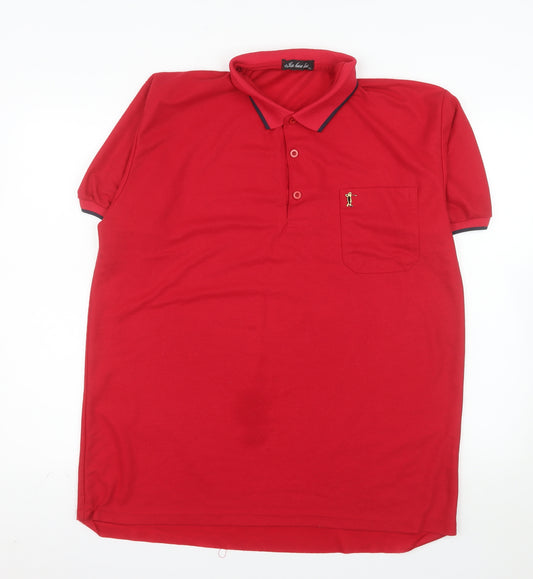 Jinhaolai Men’s Red 4XL Cotton Blend Golf Polo Shirt