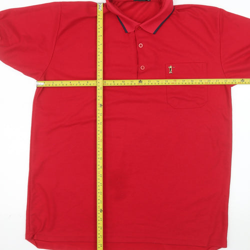 Jinhaolai Men’s Red 4XL Cotton Blend Golf Polo Shirt