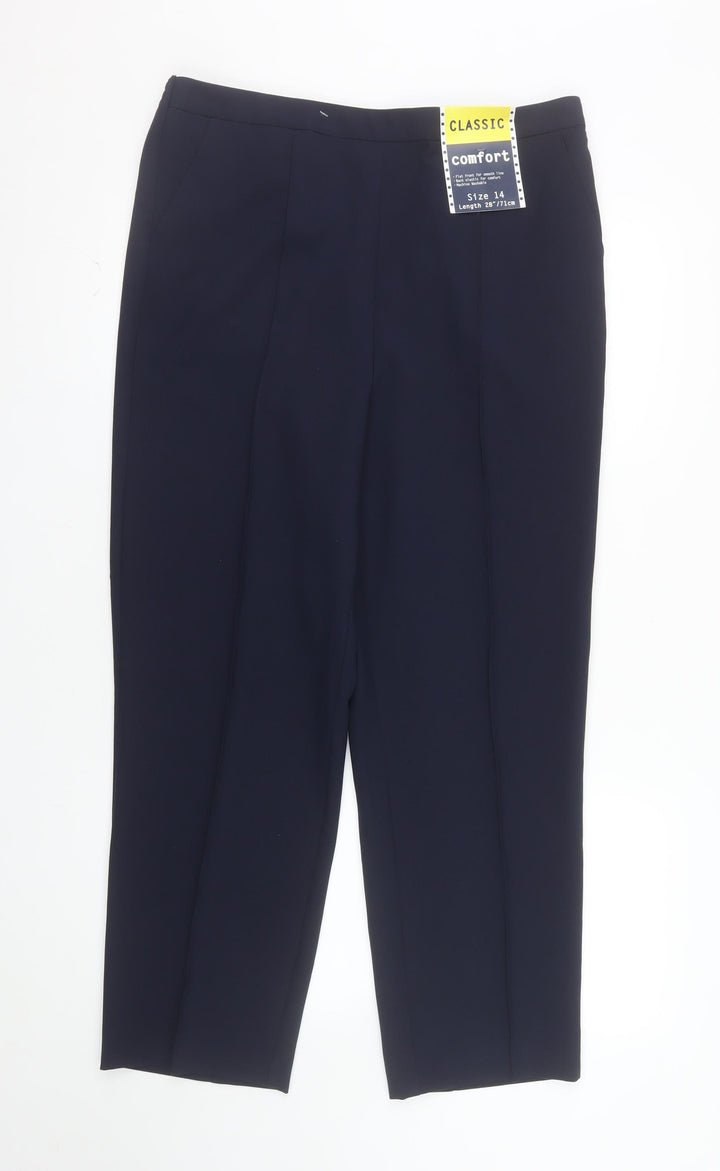 EWM Women’s Blue Classic Comfort Trousers Size 14 28in Leg