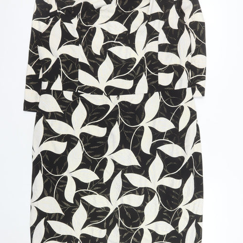 Joseph Ribkoff Womens Black Floral Sheath Dress UK 18 3/4 Sleeve