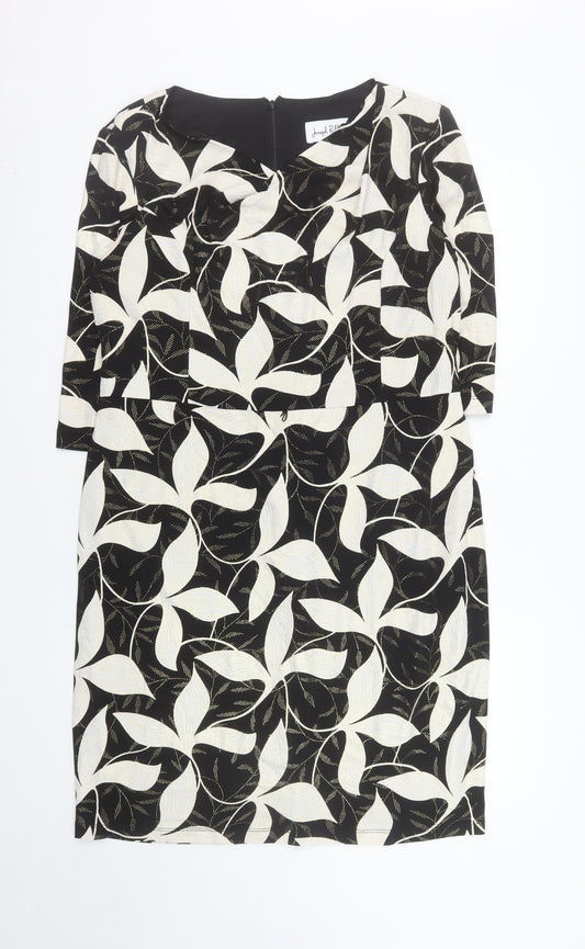 Joseph Ribkoff Womens Black Floral Sheath Dress UK 18 3/4 Sleeve