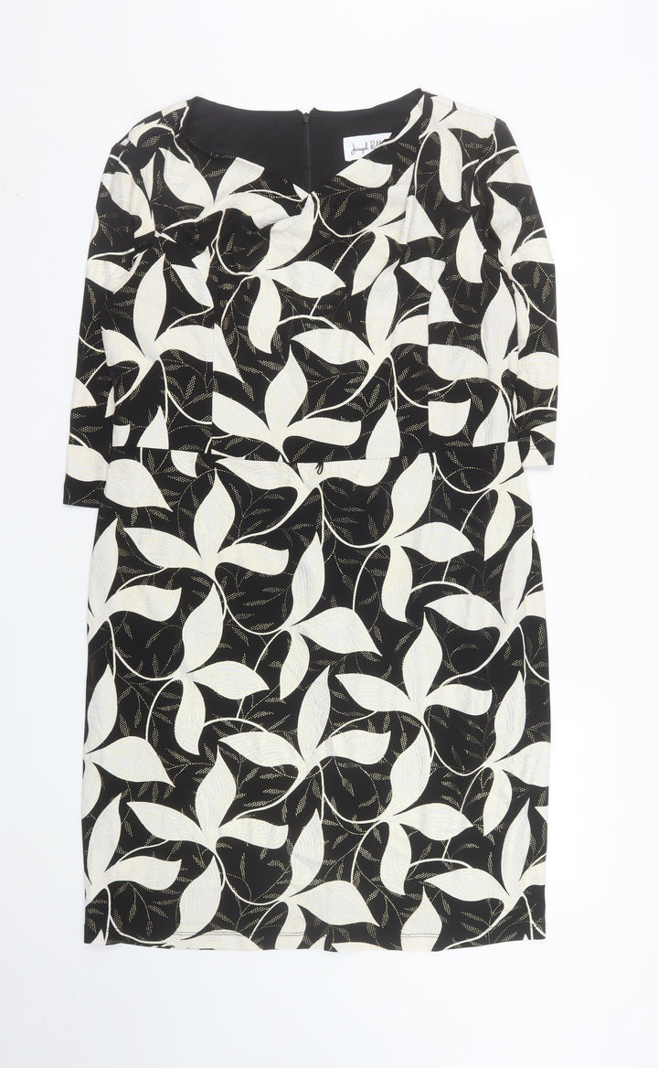 Joseph Ribkoff Womens Black Floral Sheath Dress UK 18 3/4 Sleeve