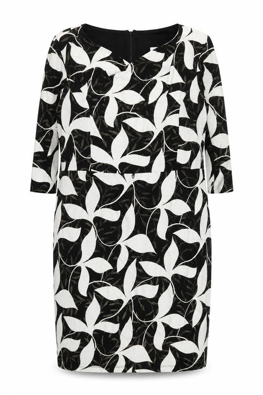 Joseph Ribkoff Womens Black Floral Sheath Dress UK 18 3/4 Sleeve