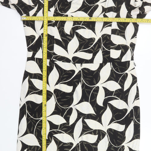 Joseph Ribkoff Womens Black Floral Sheath Dress UK 18 3/4 Sleeve