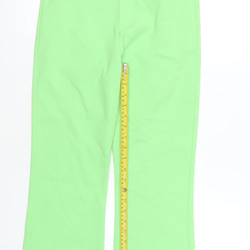 Zara Women Green Mid Rise Straight Trousers Size M Cotton Blend