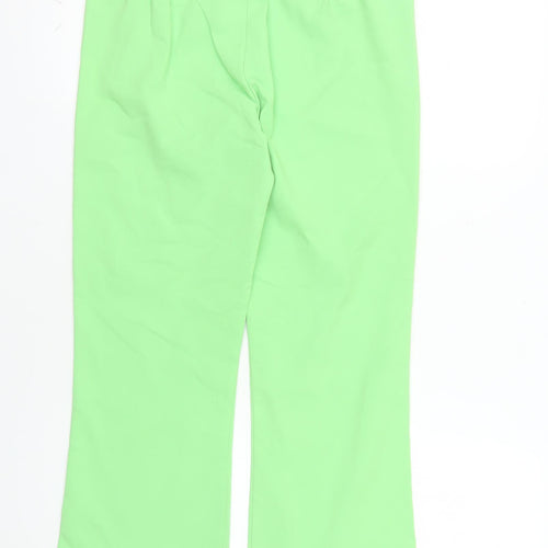 Zara Women Green Mid Rise Straight Trousers Size M Cotton Blend
