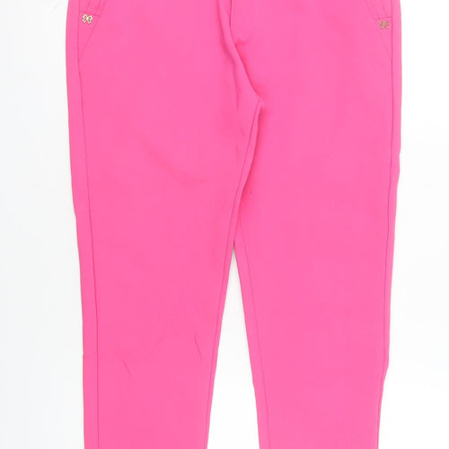 Amber Women Pink Cropped Chino Trousers Size S Cotton Blend