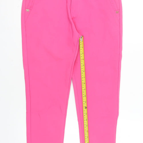 Amber Women Pink Cropped Chino Trousers Size S Cotton Blend