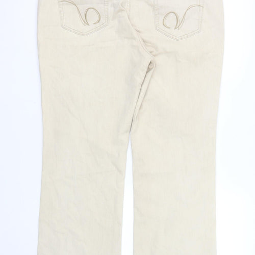 Viyella Petite Women's Beige Chino Trousers Size 16 Cotton Blend
