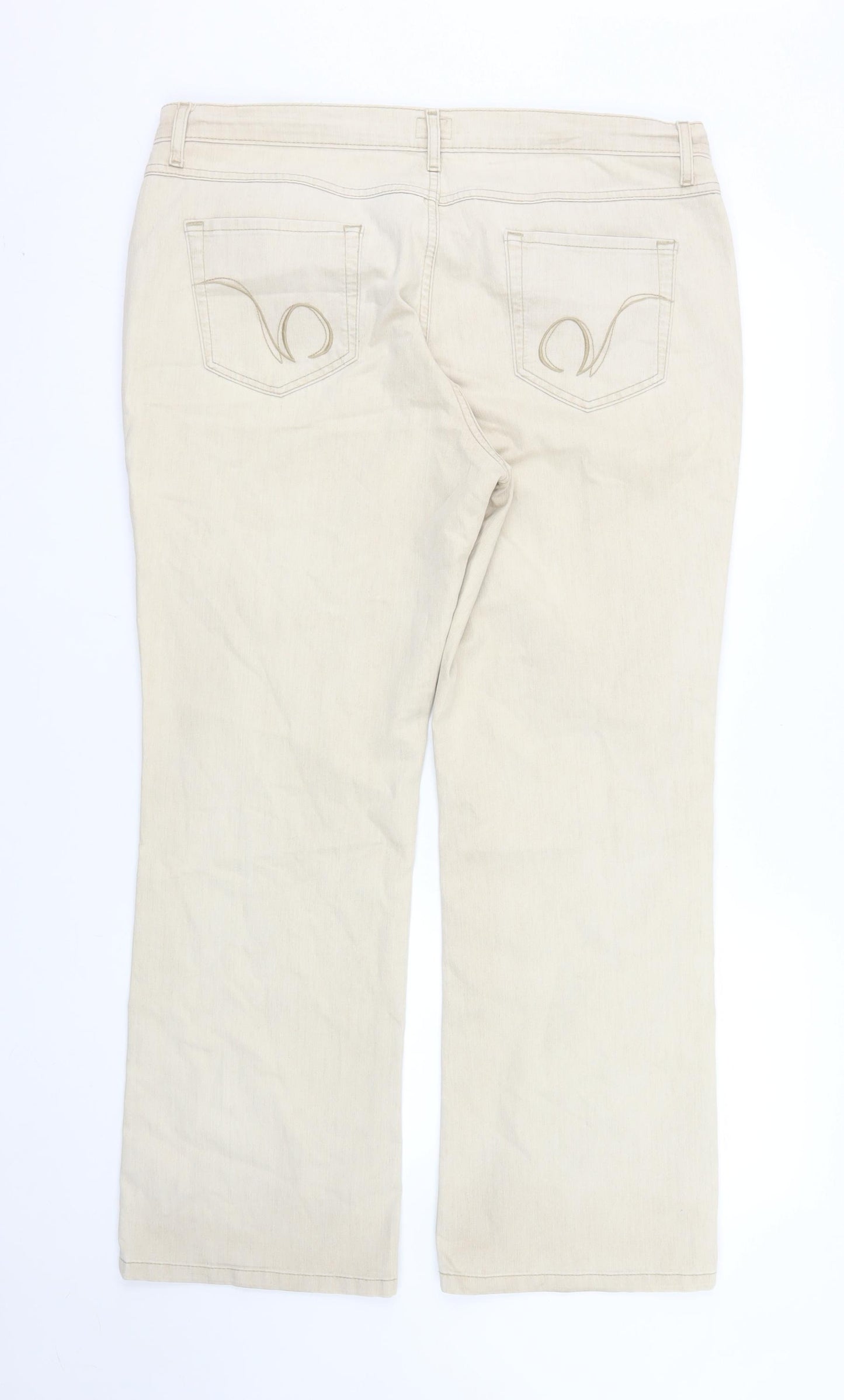 Viyella Petite Women's Beige Chino Trousers Size 16 Cotton Blend