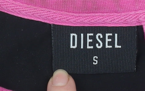 Diesel Women’s Black Pink Ringer T-Shirt Small Slim Fit