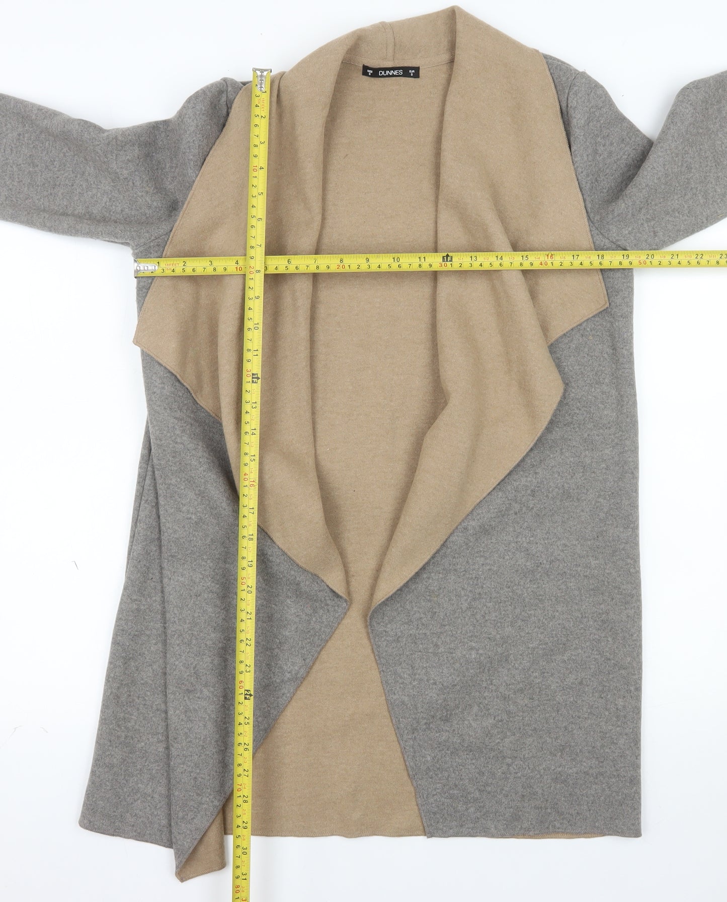 Dunnes Stores Womens Grey Coatigan Size S Open Front Wool Blend Jacket