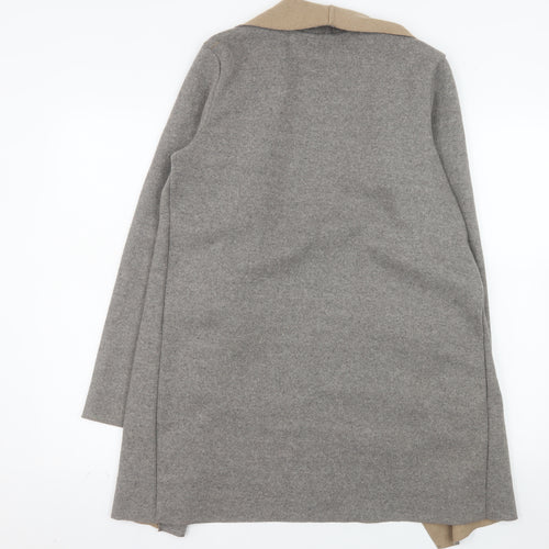Dunnes Stores Womens Grey Coatigan Size S Open Front Wool Blend Jacket