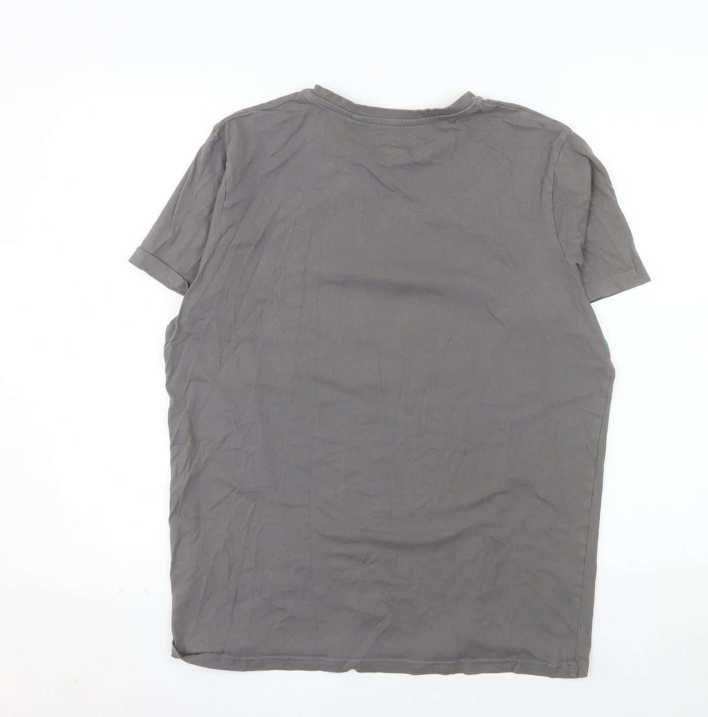 Fluid Mens Grey Good Vibes Skull Graphic Cotton T-Shirt XL